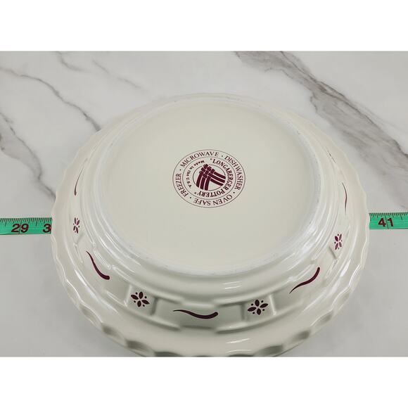 Longaberger Pottery Pie Dish Baking Plate Woven Traditions 10" Made In USA Vtg - Picture 16 of 16